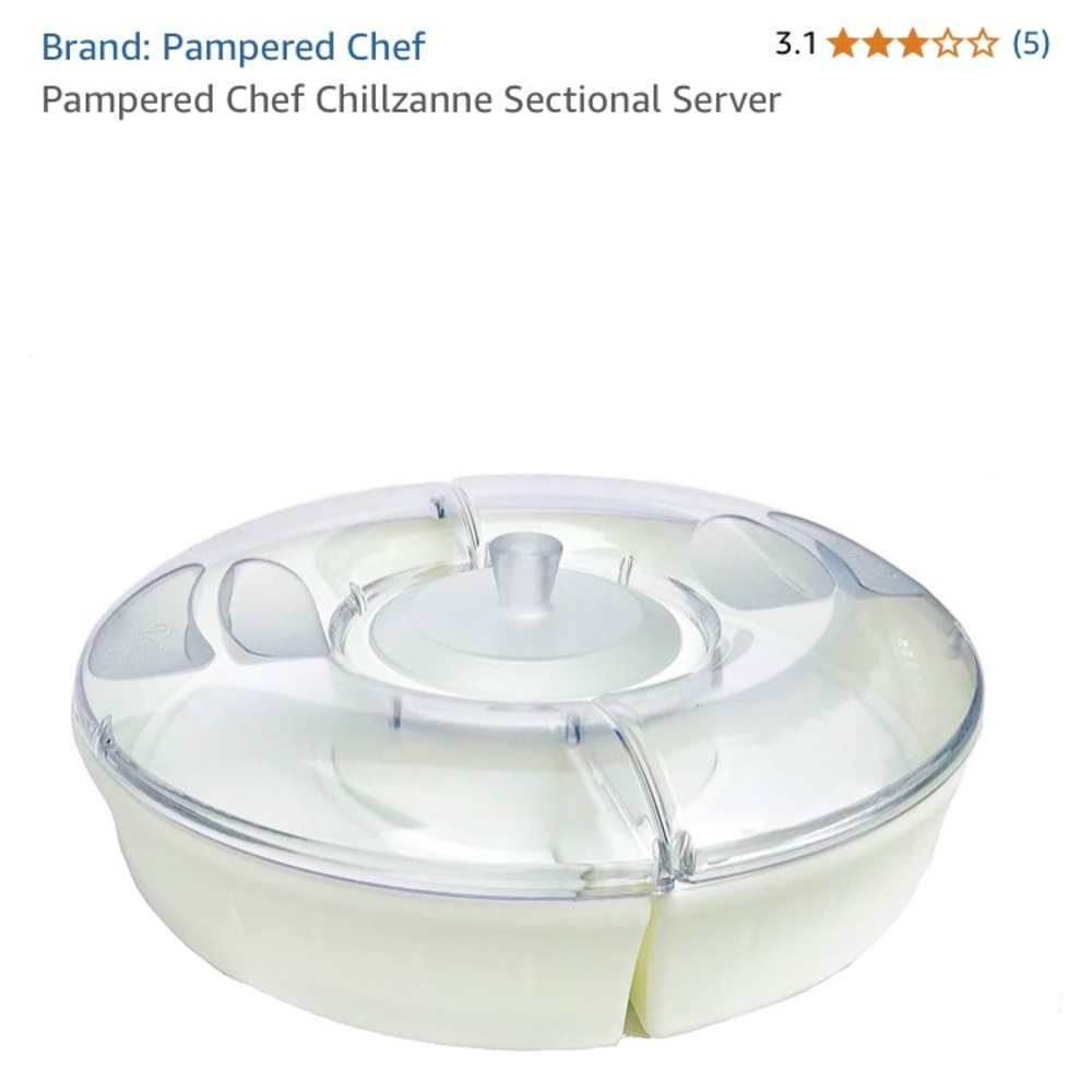 Pampered Chef Chillzanne Sectional Server - White with clear lids